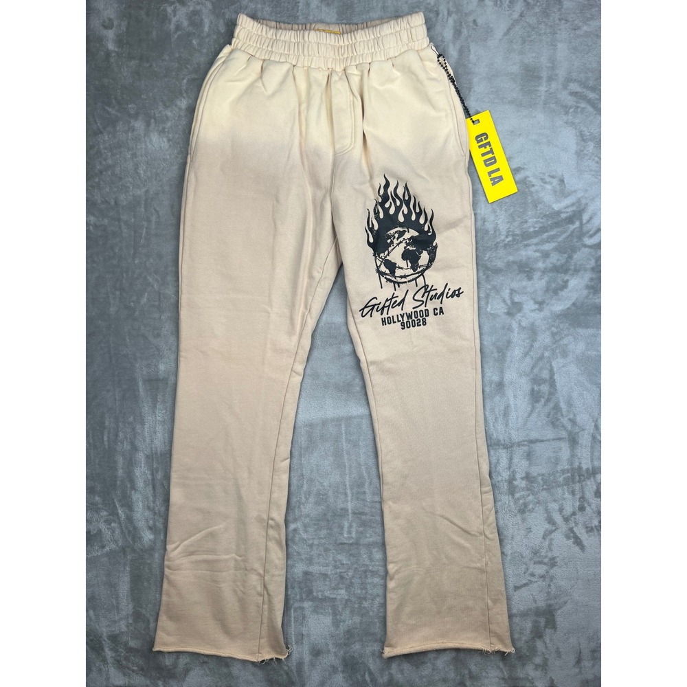 GFTD LA Gifted Studios Era Pant Wash Bone‎ Graphic Sweatpants Size Small